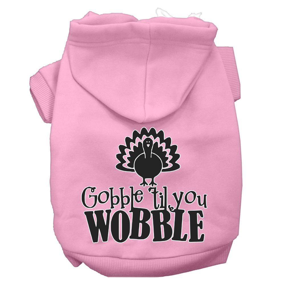 Gobble til You Wobble Screen Print Dog Hoodie Light Pink XXL